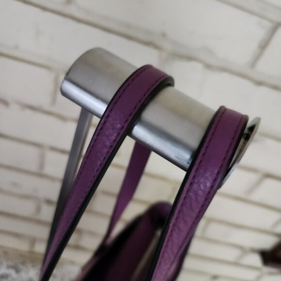 Nwt Coach Town Leather Purple Tote Bag Purse - Picture 6 of 8